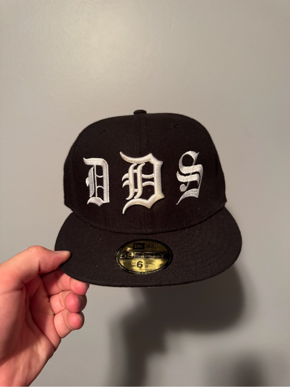 Detroit Tigers New Era Black Hat with White Gothic DDS Embroidery